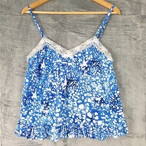 Vintage Womens Top Medium Babydoll Y2K Fairy Coquette Floral Lace Feminine Cami